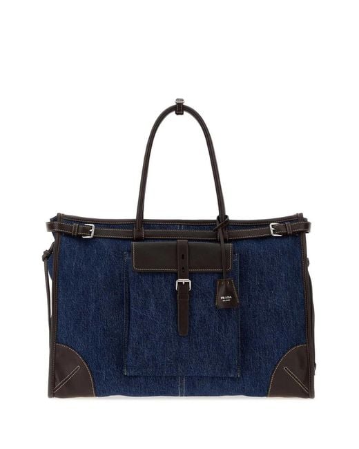 Prada Blue Denim Bonnie Shopping Bag for men