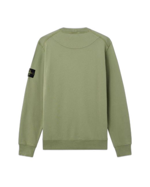 Stone Island Green Logo-Patch Sweater for men