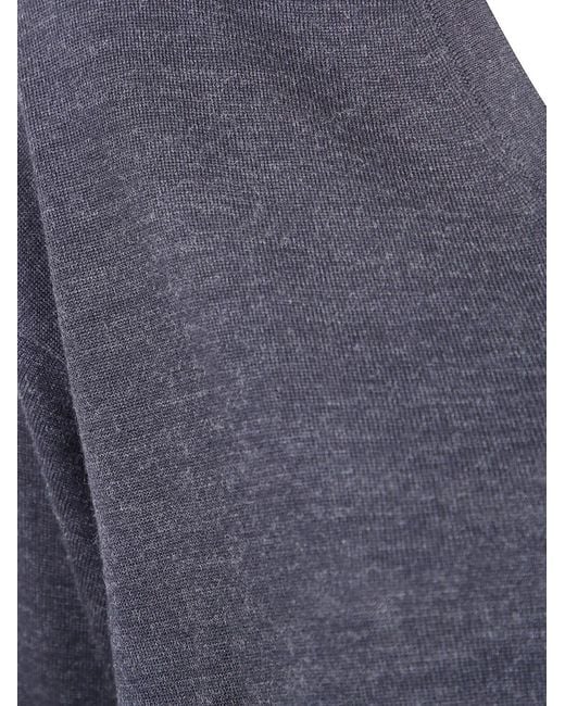 Drumohr Blue Long Sleeve V-Neck Extrafine Sweater