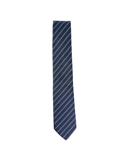 Giorgio Armani Blue Pure Silk Tie With Diagonal Jacquard Stripes for men