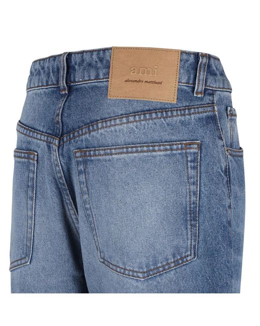AMI Blue Large Fit Denim Jeans