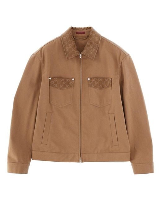 Gucci Brown Jacket With Zipper And Collar for men