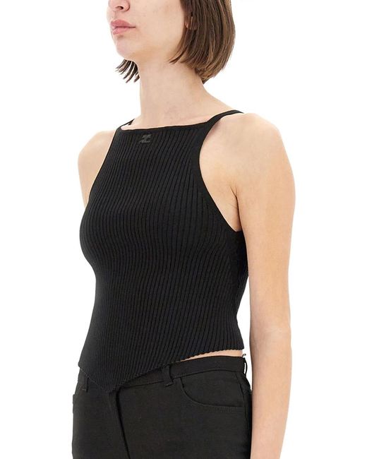 Courreges Black Courregès Ribbed Tank Top