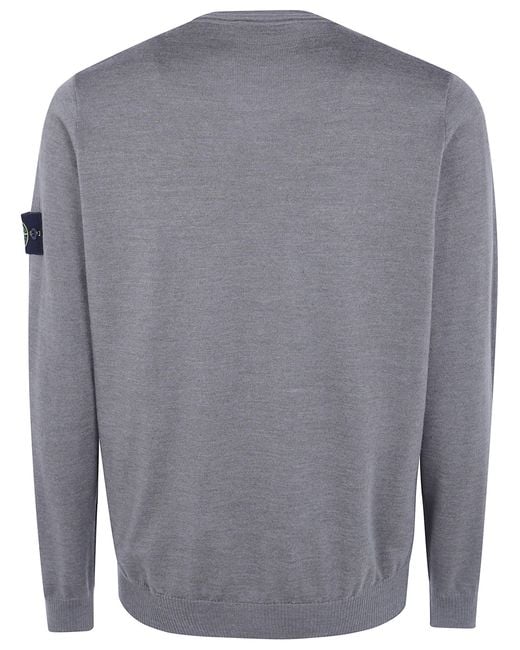 Stone Island Gray Round Neck Sweater for men
