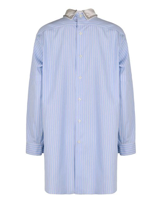 Prada Blue Stripe Poplin Top