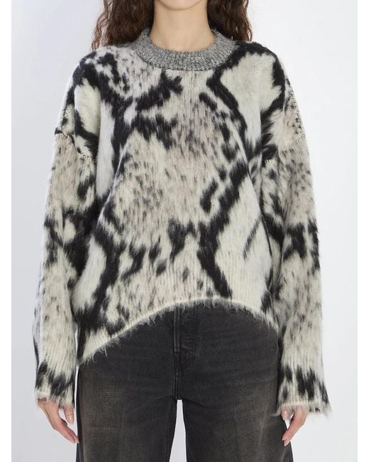 The Attico Gray Python-Print Sweater