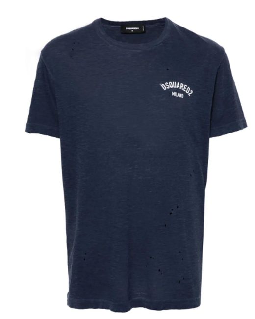 DSquared² Blue T Shirt With Logo for men