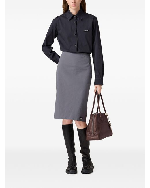 Miu Miu Gray Stretch Poplin Skirt