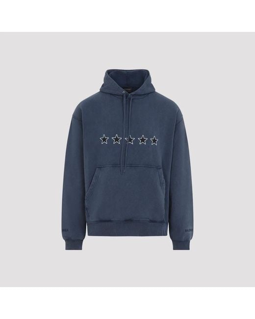 Balenciaga Blue Washed Oversized Hoodie for men