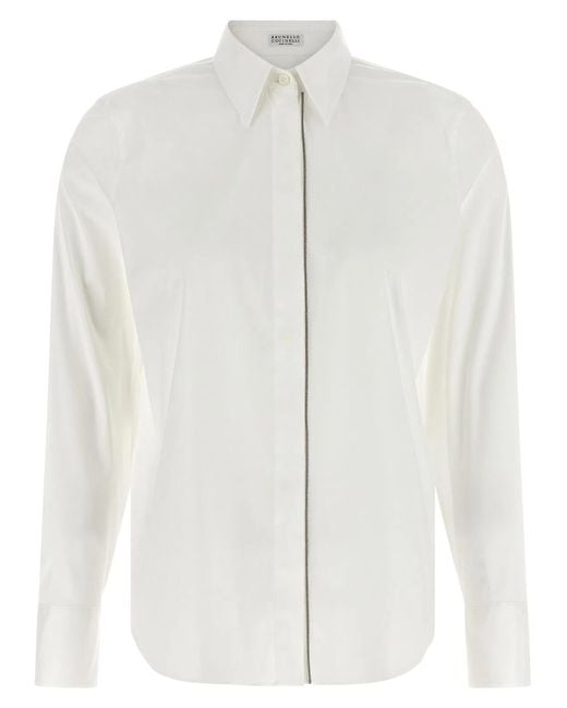 Brunello Cucinelli White 'Shiny Trim' Shirt