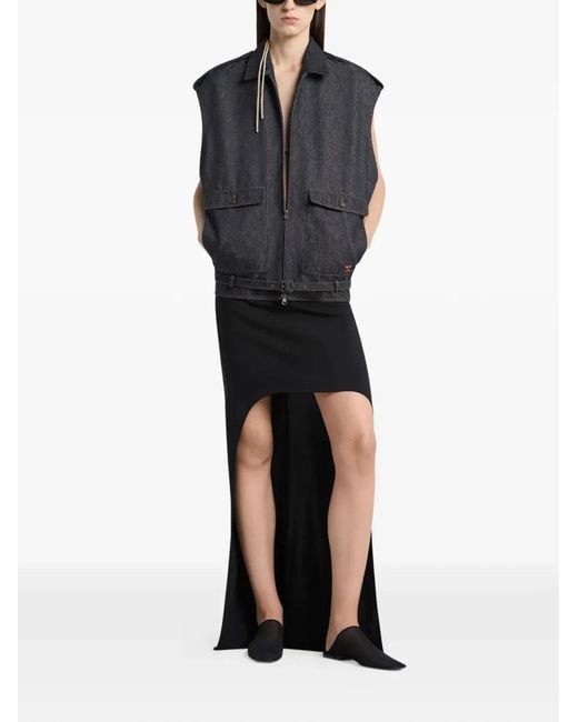 Courreges Black Courregès Denim Sleeveless Bomber Jacket