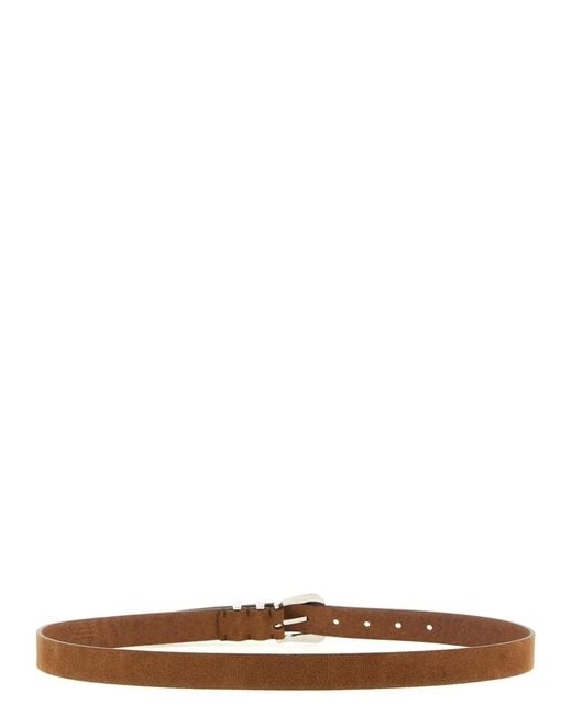 Brunello Cucinelli White Metal Toe Cap Belt for men