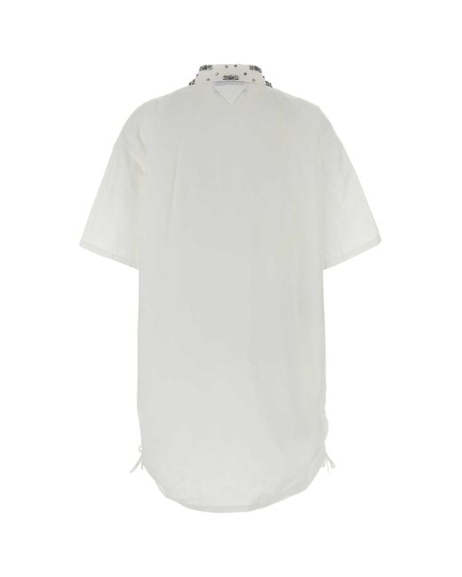 Prada White Poplin Polo Dress