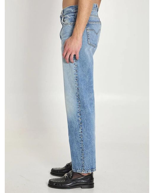 Versace Blue Stone-Wash Jeans With Studs for men