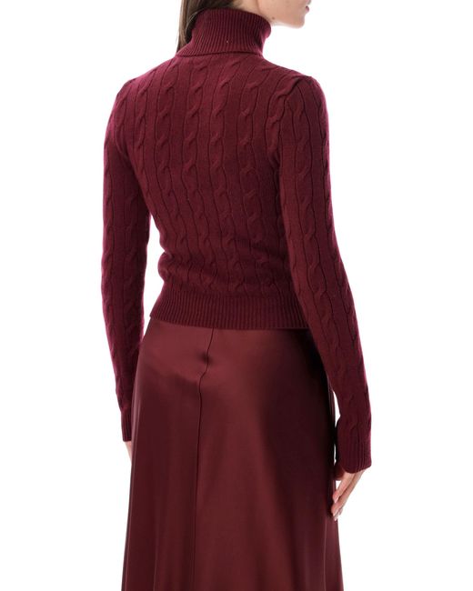 Ralph Lauren Red Cable-Knit Turtleneck