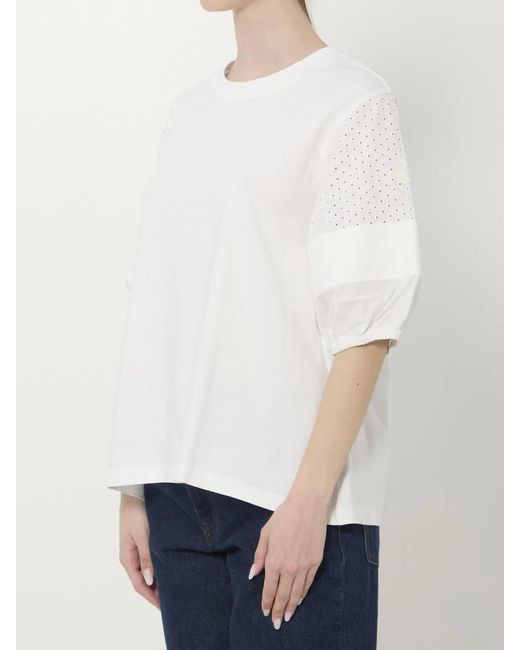 Moncler White Eyelet-Detail T-Shirt
