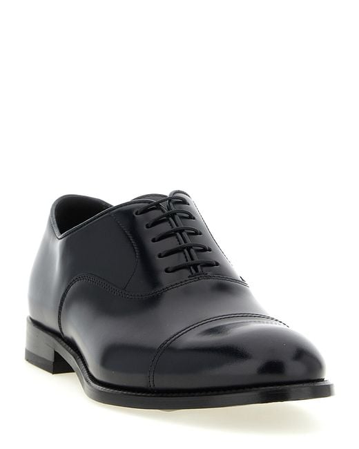 Doucal's Black 'Oxford' Lace Up Shoes for men