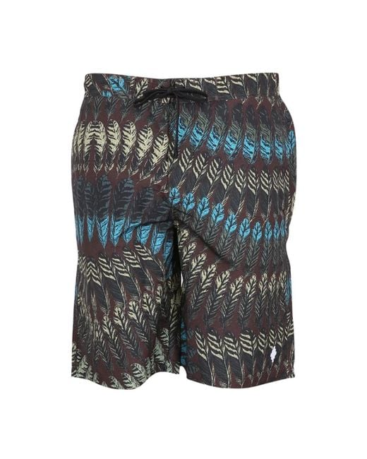 Marcelo Burlon Gray Logo Print Boxer Swimsuit for men