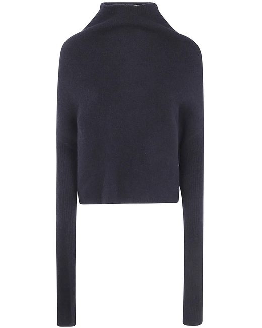 Rick Owens Blue Long Sleeves Crater Neck Tee