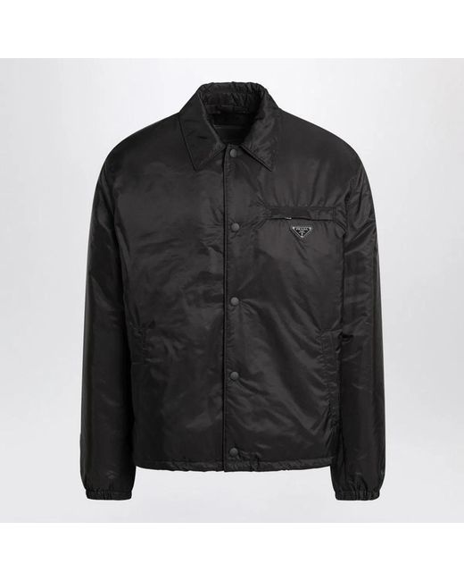 Prada Black Re-Nylon Zip-Up Jacket for men