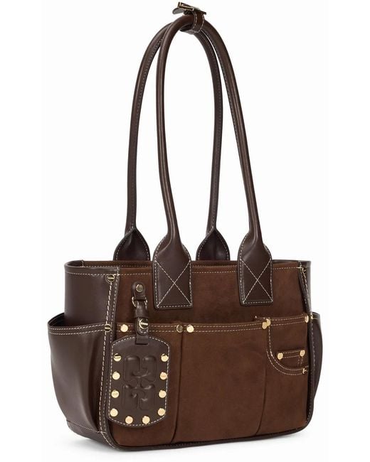 Ganni Brown Small Suede Flower Bag