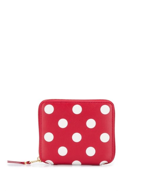 Comme des Garçons Red Wallet Dots Printed Leather Line Wallet
