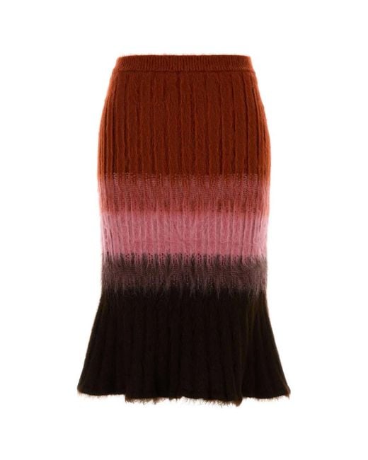 Fendi Red Skirt Wool Wm Degrad
