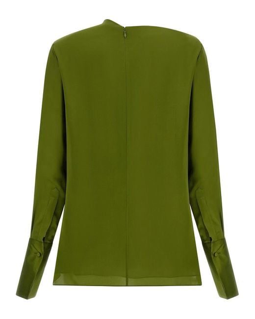 Tom Ford Green Draped Neck Blouse