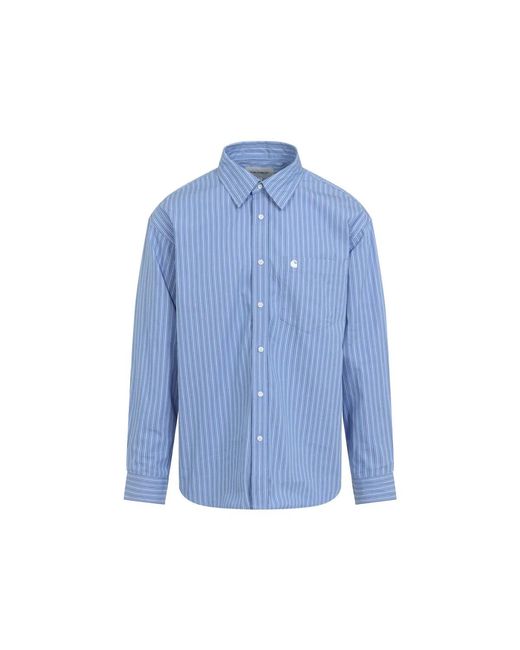 Carhartt Blue Keene Stripe Curacao L/ Keene Shirt for men