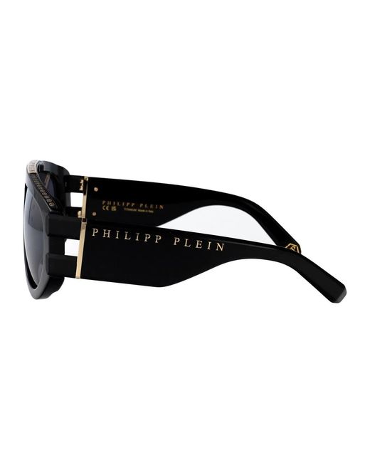 Philipp Plein Black Acetate+Metal Sunglasses