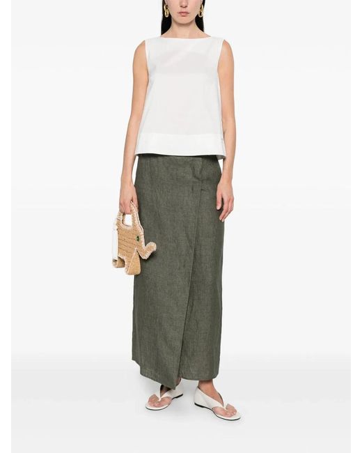 Herno Green Flax Linen Cotton Skirt