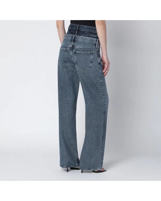 Agolde Blue Elson Jeans With Double Waistband