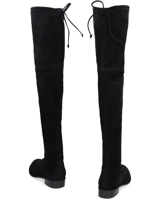 Stuart Weitzman Black Lowland Stretch Suede Over The Knee Boots