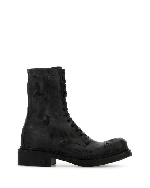 Miu Miu Black Leather Ankle Boots
