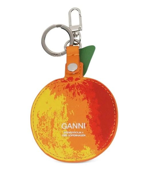 Ganni Orange Multicolour Recycled Leather Key Holders