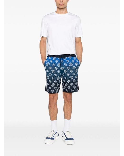 Casablanca Blue Monogram-Pattern Gradient-Effect Shorts for men