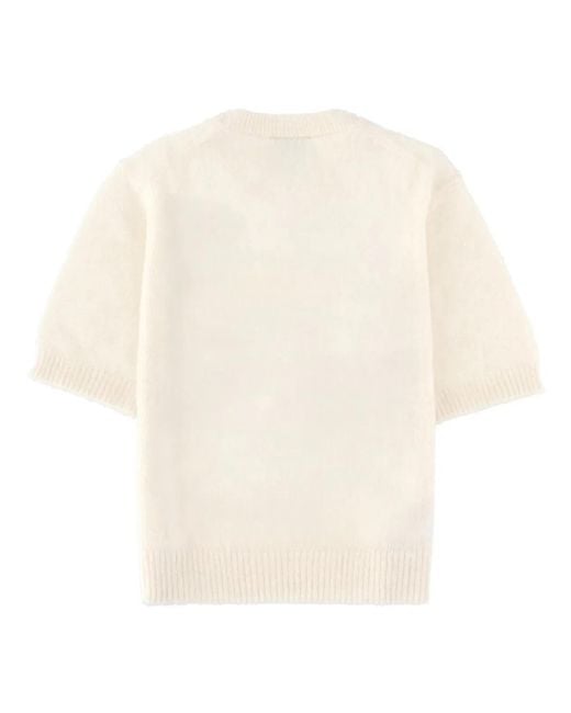Ganni White Maglia A Maniche Corte
