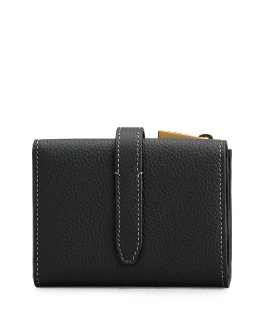 Tod's Black Tri-Fold Leather Wallet With Strap And Mini T Timeless Accessory