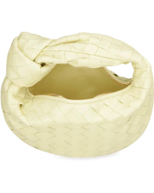 Bottega Veneta White Mini Jodie Intrecciato Leather Bag