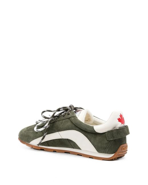 DSquared² Green Lace-Up Low Top Sneakers for men