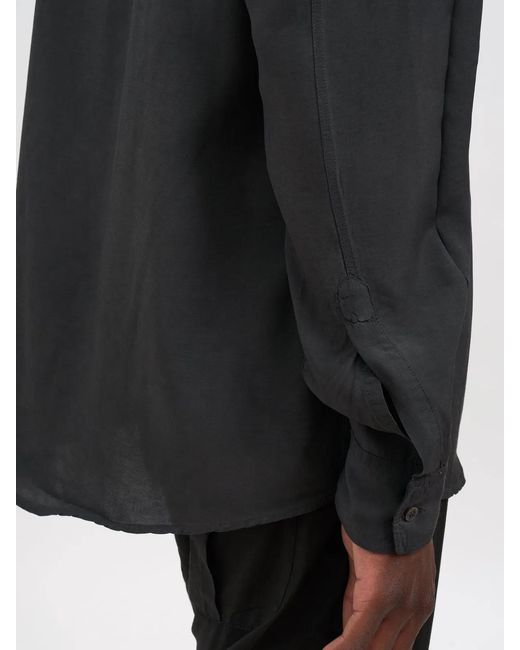 Poeme Bohemien Gray Regular Cotton And Cupro Shirt for men