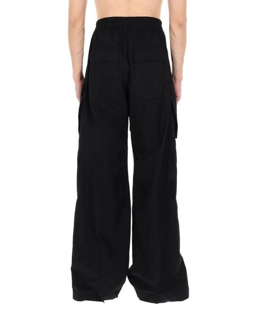 Rick Owens Black Cotton Trousers for men