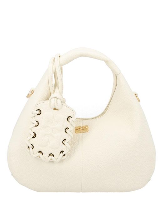 Ganni Natural Borsa Hobo Mini Handbags