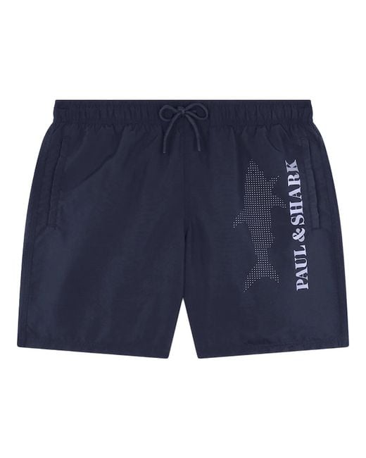 Paul & Shark Blue Paul & Shark Mega Shark Reflex Swim Shorts for men