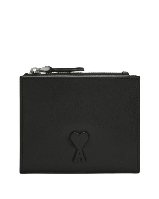 AMI Black Leather Wallet for men