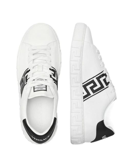 Versace White Greca Leather Sneakers