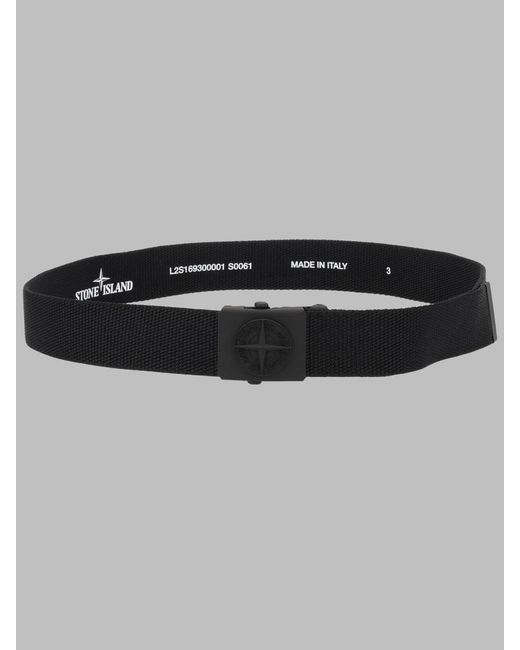 Stone Island Black Kids Web Belt With Logo Buckle