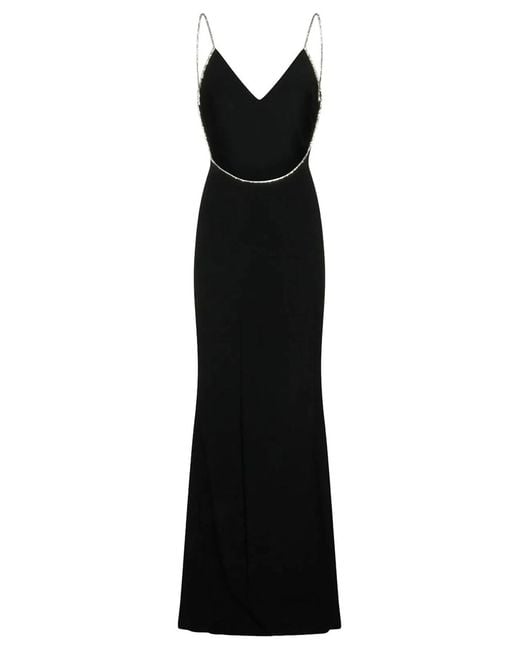 Tom Ford Black Crystal Chain Embroidery Satin Dress