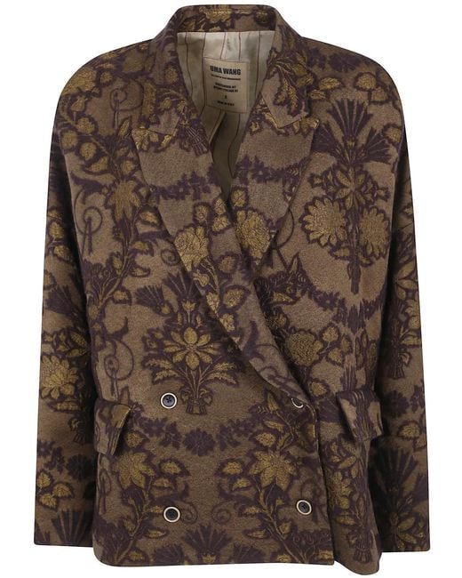 Uma Wang Brown "Etillade" Crossword Jacket