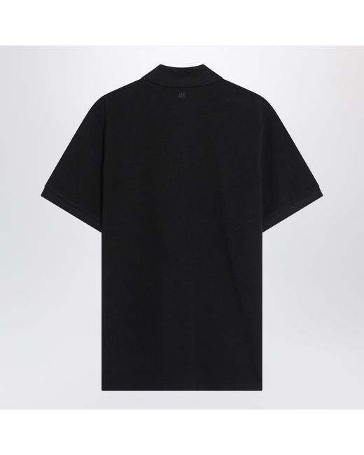 AMI Black Ami De Coeur Polo Shirt for men